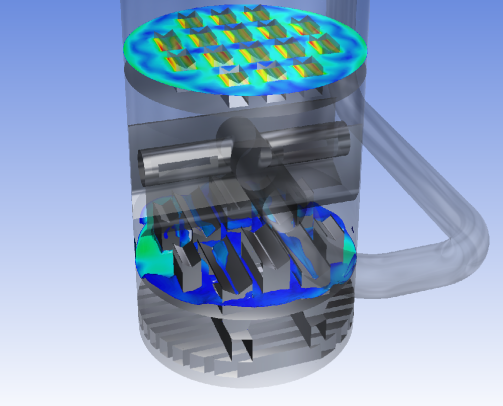 Liquid velocity at interface and gas velocity contour